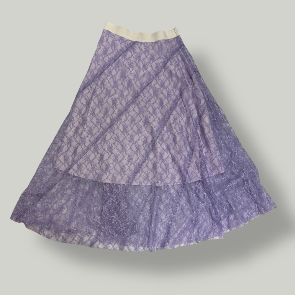 Sandro Skirt Women Size 3 Medium Midi Highwaisted Lace Preppy A-line High-rise